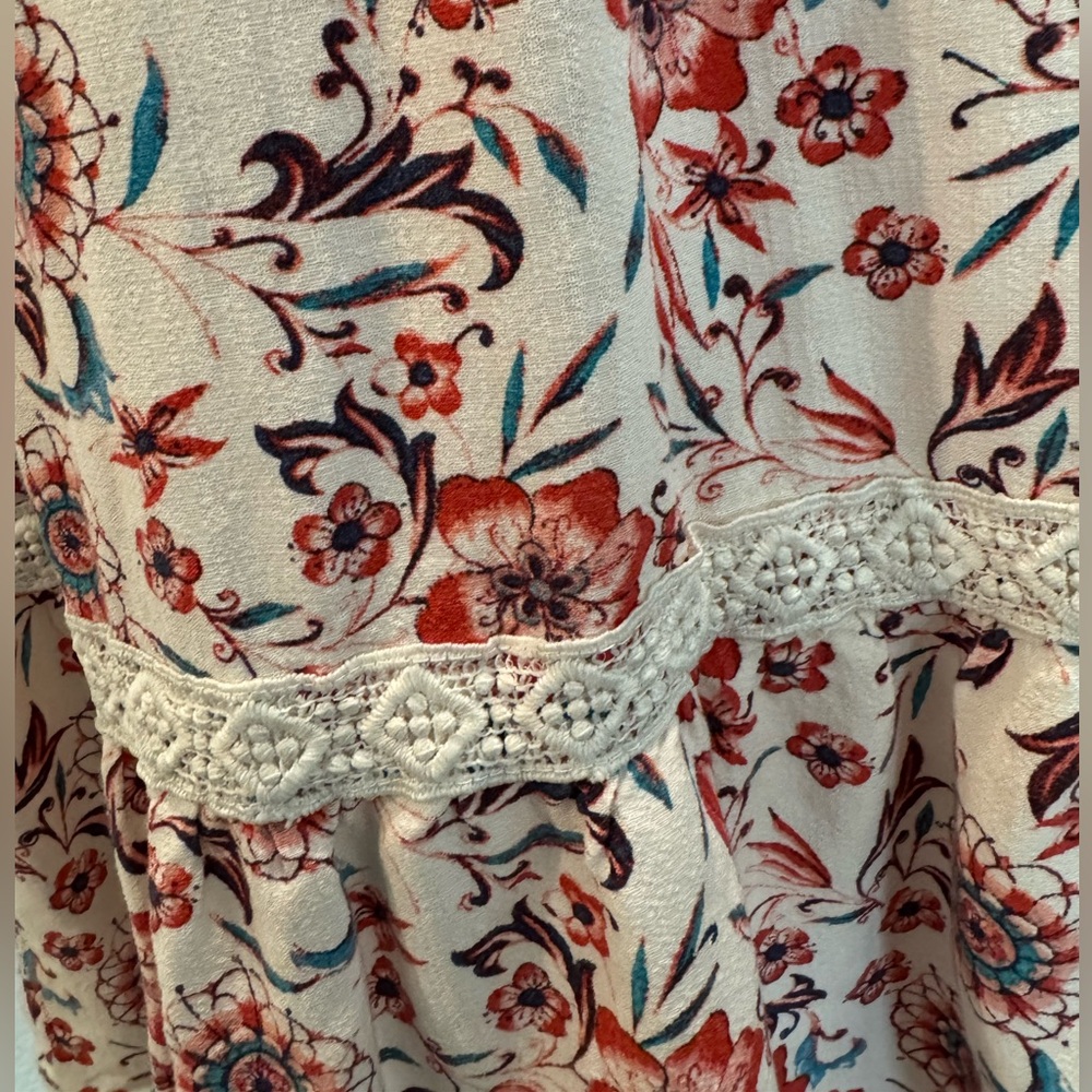 Knox Rose Pale Pink Floral Babydoll Flowy Mini Dress w/ Tie Cinch Waistband - Picture 8 of 14